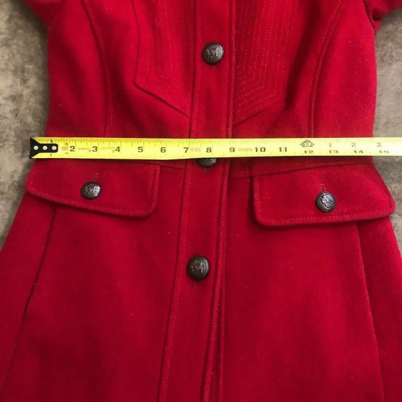 Guess XS Women's Red Wool-Blend Jacket with Hood  Vintage 80s Retro Style - Picture 5 of 12